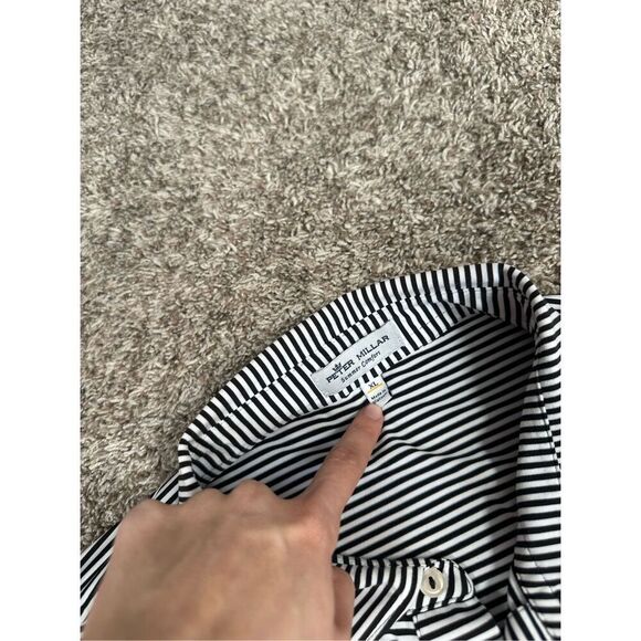 Peter Millar Summer Comfort Men’s XL Hemlock Performance Polo White/Black Stripe - Picture 3 of 10